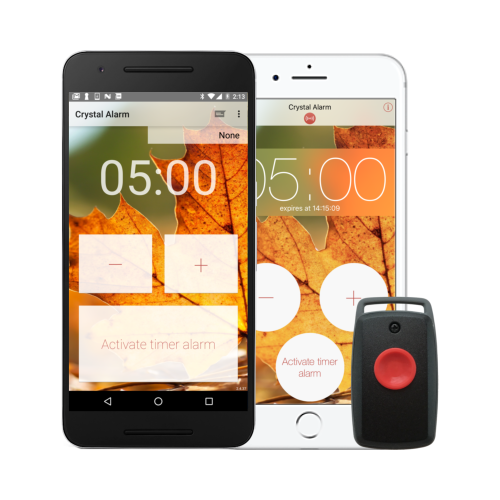 Crystal Alarm på Android och iPhone samt Crystal Button CB10